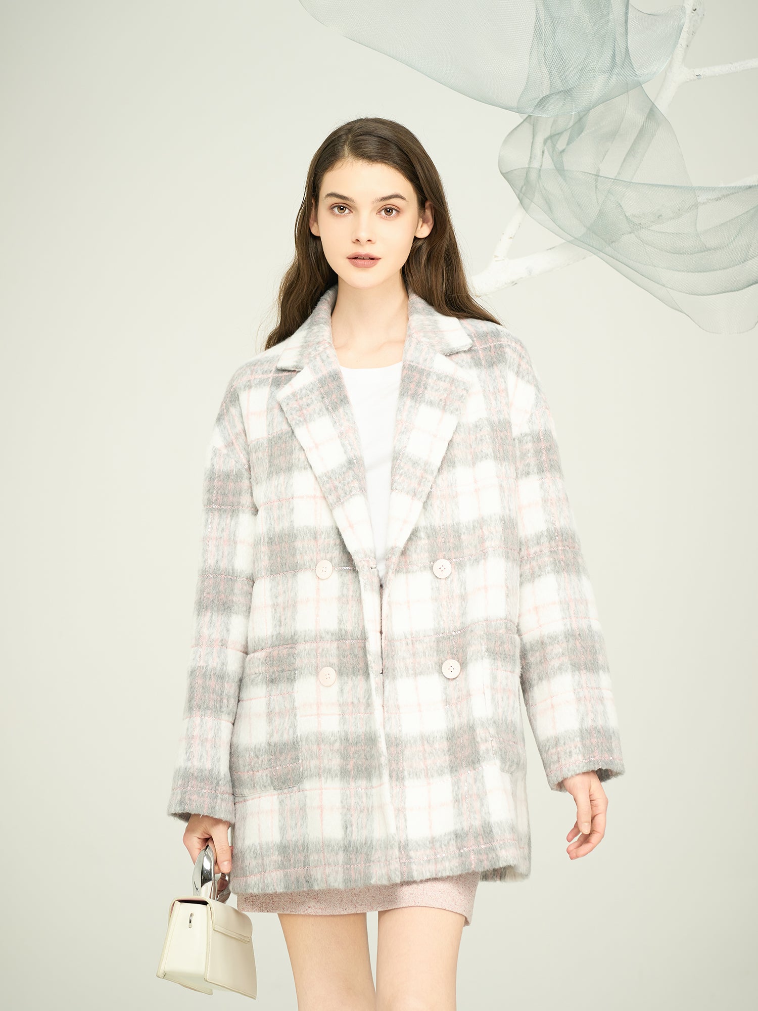 Women’s Pink Plaid Tailored Suit Jacket – OEM & ODM Custom Fashion Outerwear