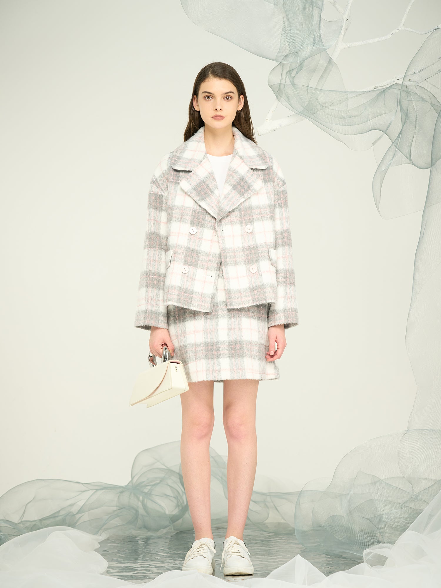 Women’s Pink Plaid High-Waist Straight Skirt – Custom OEM/ODM Tailored Bottom Wear