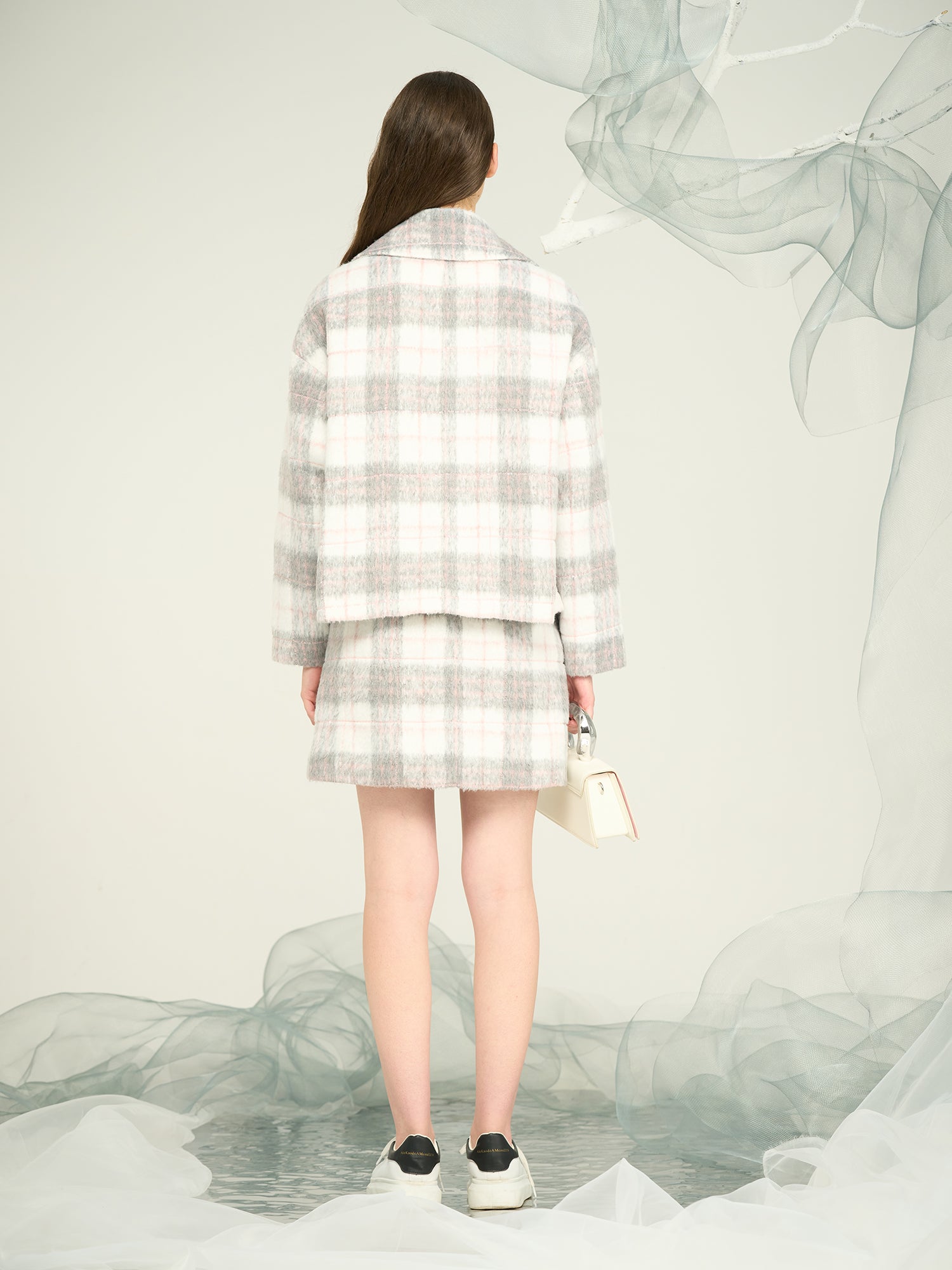 Women’s Pink Plaid High-Waist Straight Skirt – Custom OEM/ODM Tailored Bottom Wear