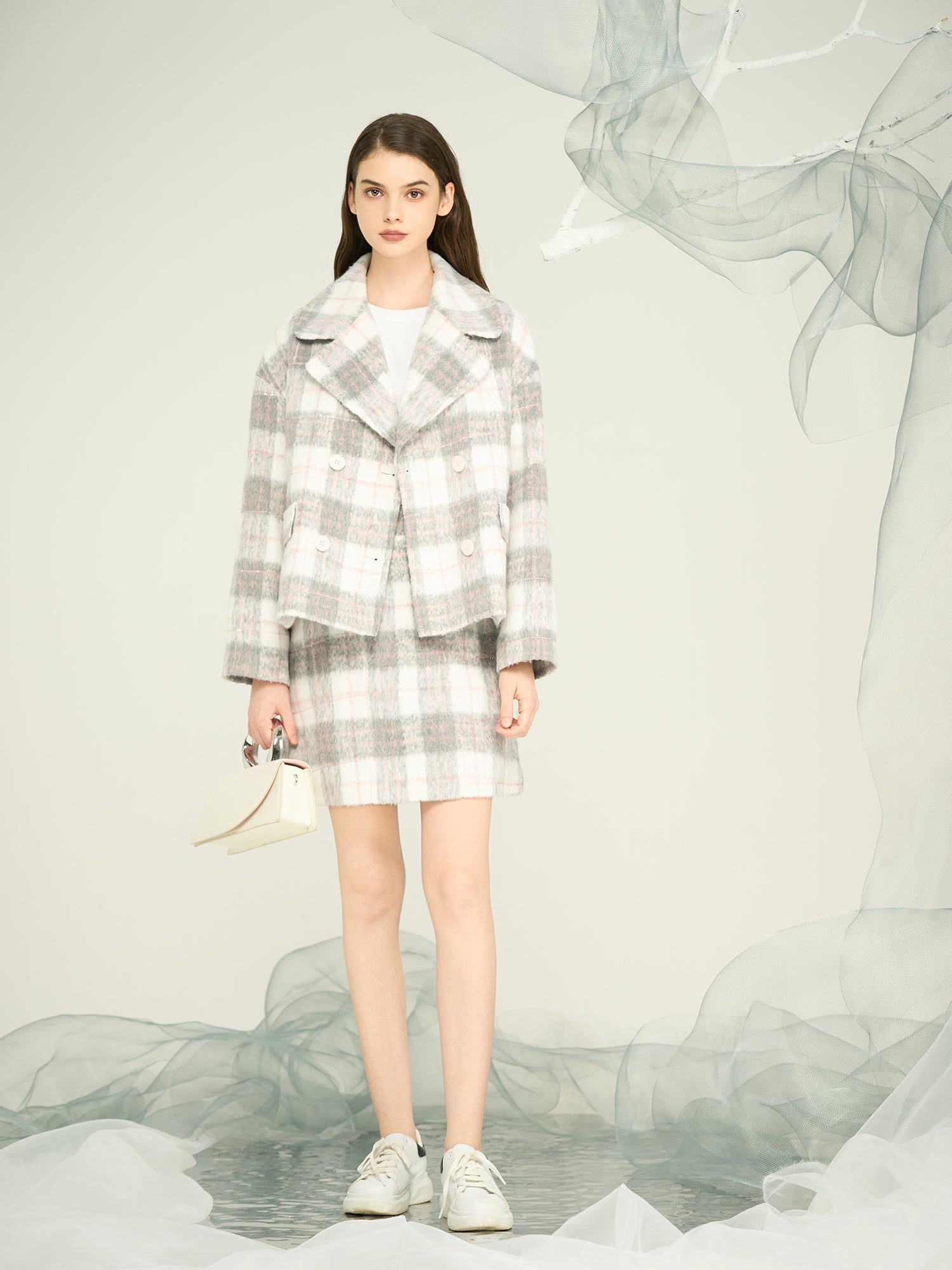 Women’s Pink Plaid High-Waist Straight Skirt – Custom OEM/ODM Tailored Bottom Wear