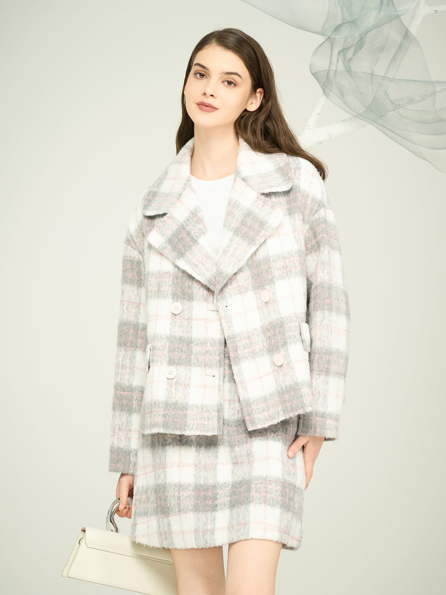 Women’s Pink Plaid High-Waist Straight Skirt – Custom OEM/ODM Tailored Bottom Wear