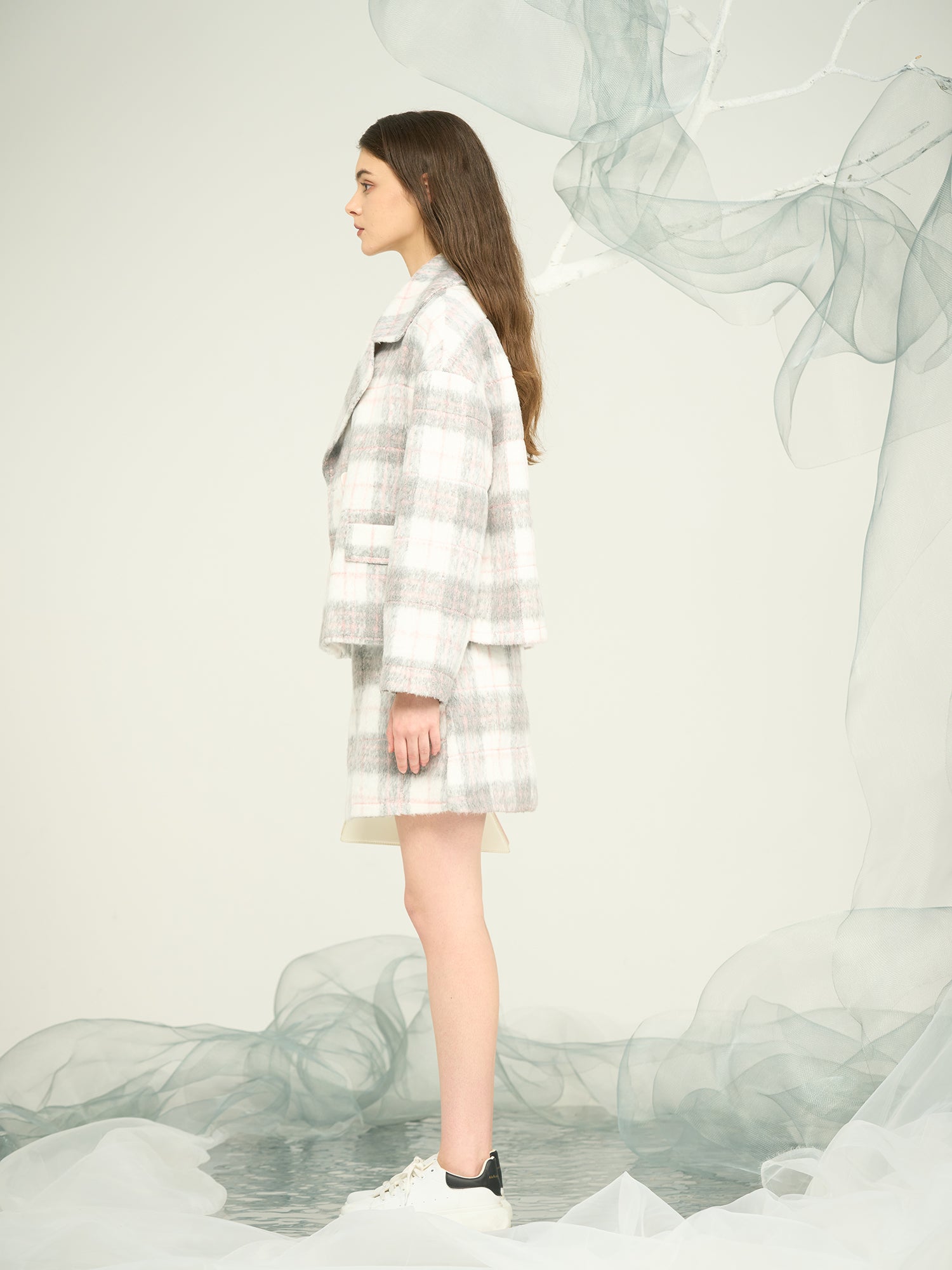 Women’s Pink Plaid High-Waist Straight Skirt – Custom OEM/ODM Tailored Bottom Wear