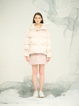 Women’s Pink Short Puffer Jacket with Stand Collar – OEM & ODM Lightweight Down-Style Outerwear