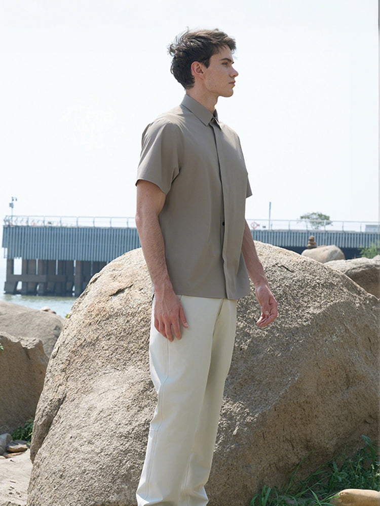 Khaki Polyester Utility Shirt