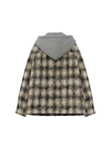 Men's Dark Brown Quilted Hooded Coat | 100% Cotton with Classic Check Pattern