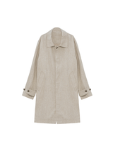 Men's Long Linen-Blend Car Coat | Classic Beige & Brown Accent