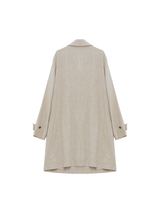 Men's Long Linen-Blend Car Coat | Classic Beige & Brown Accent