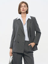 Striped Wool-Blend Structured Blazer