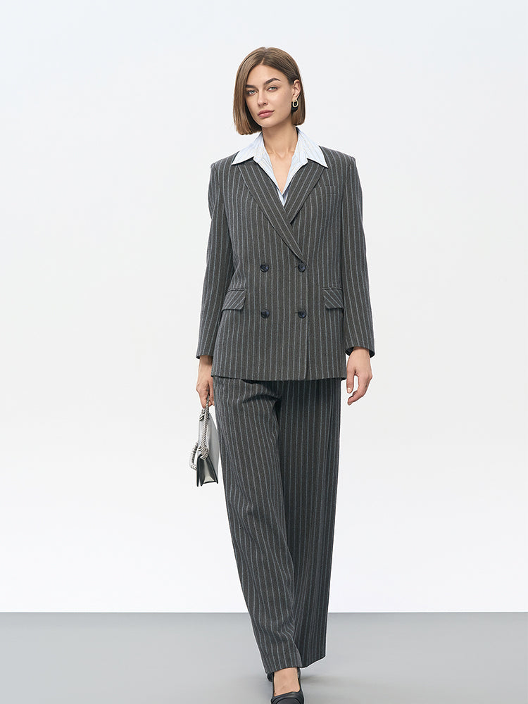 Striped Wool-Blend Structured Blazer