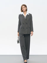 Striped Wool-Blend Structured Blazer