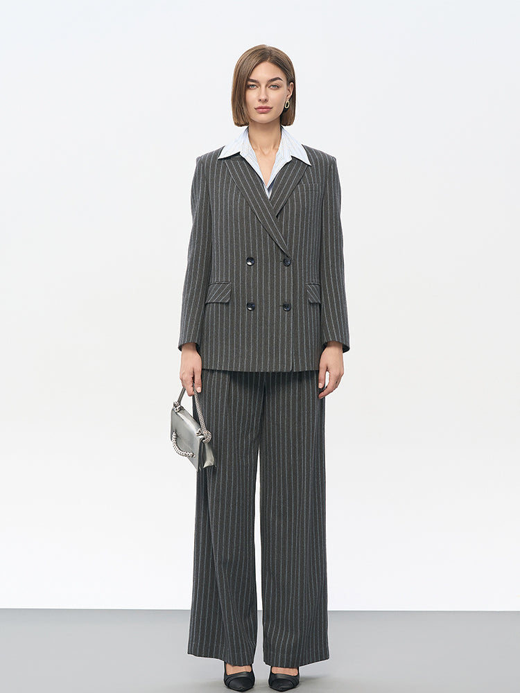 Striped Wool-Blend Structured Blazer