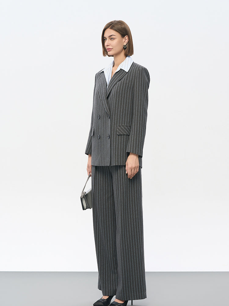 Navy Blue Stripe Trousers