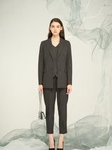 Women's Dark Grey Blend Stretch Suit with Decorative Button & Zip Detail / OEM & ODM Tailored Separates