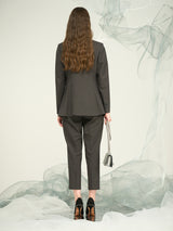 Women's Dark Grey Blend Stretch Suit with Decorative Button & Zip Detail / OEM & ODM Tailored Separates